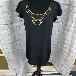 Merona scoop neck blouse w/jeweled embellishment Black size small